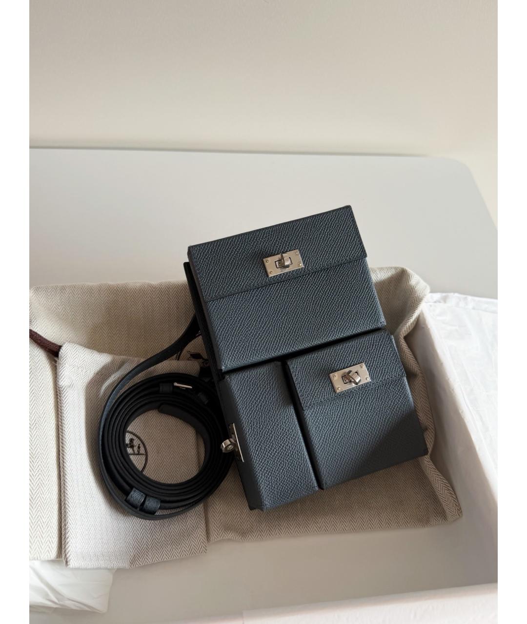 HERMES Антрацитовая кожаная сумка через плечо, фото 5