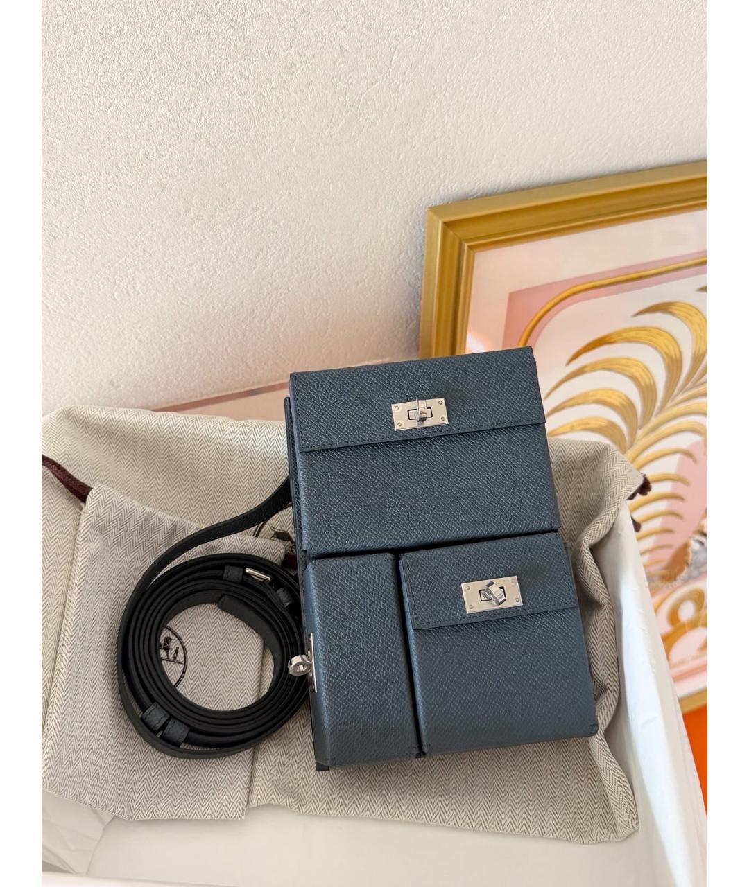 HERMES Антрацитовая кожаная сумка через плечо, фото 6