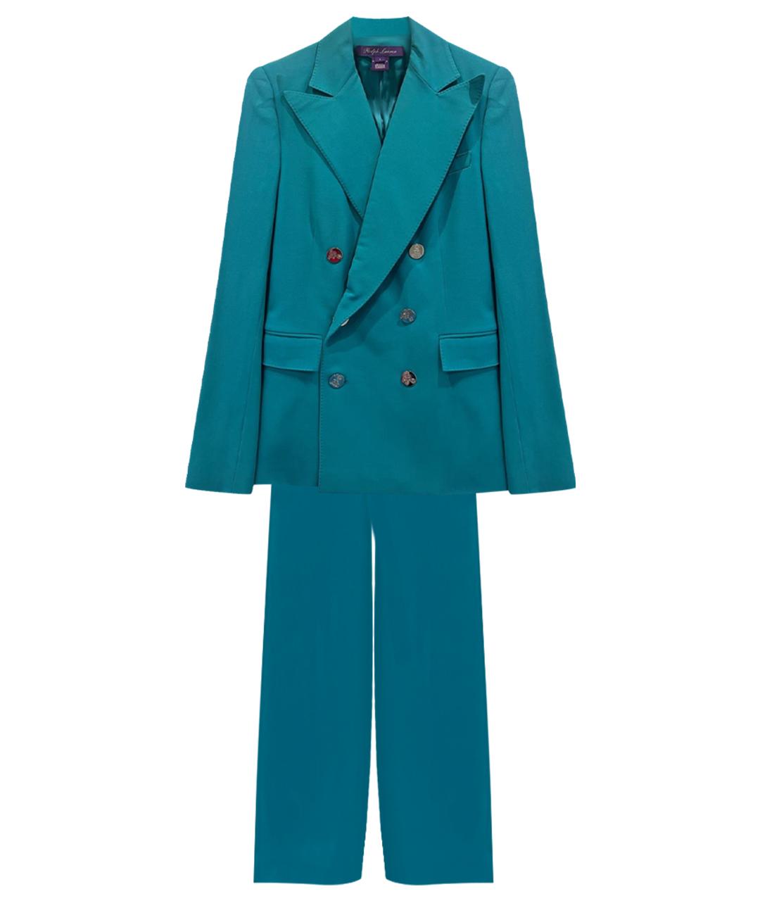 RALPH LAUREN Бирюзовый шерстяной костюм с брюками, фото 1