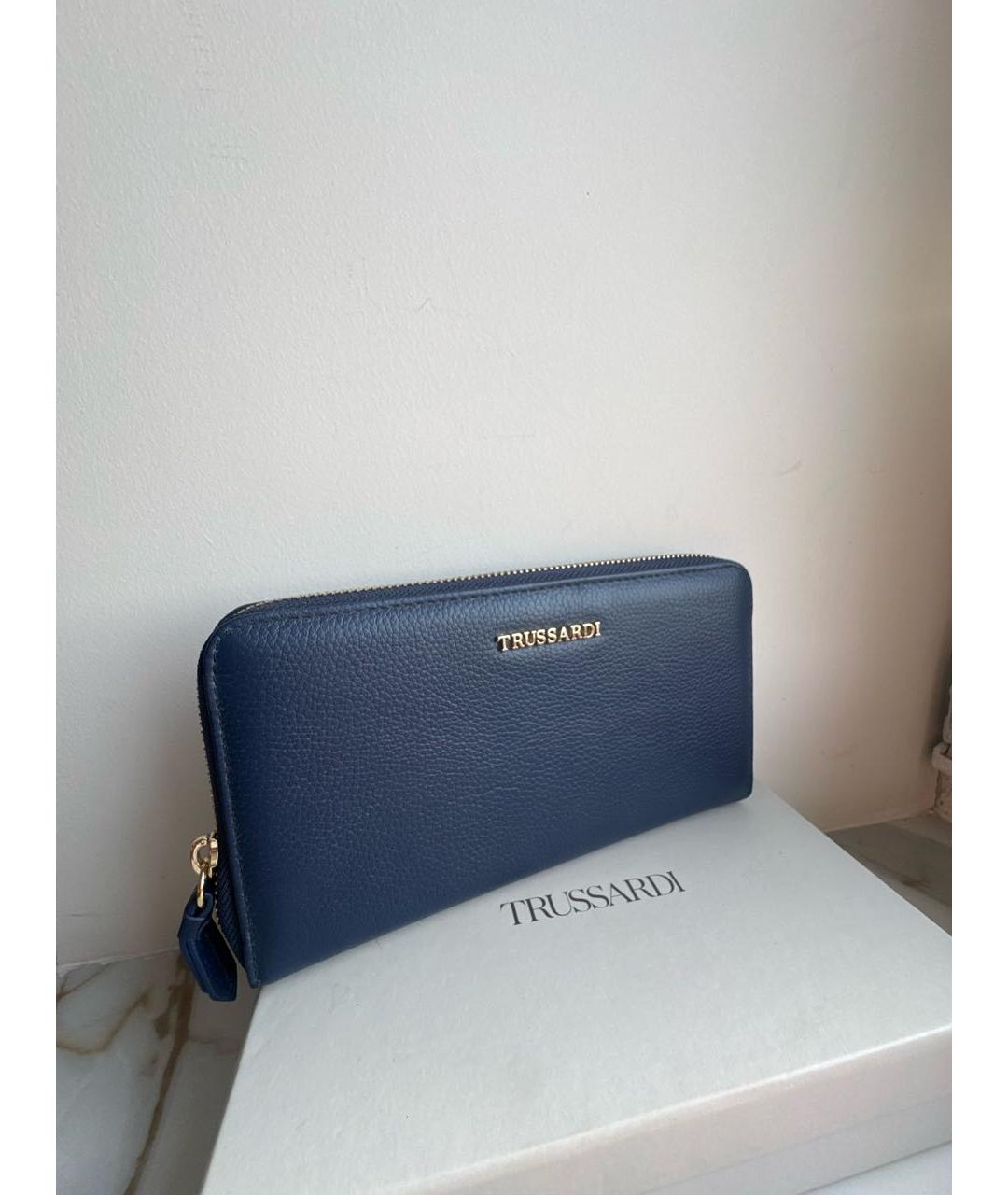 TRUSSARDI Темно-синий кожаный кошелек, фото 2