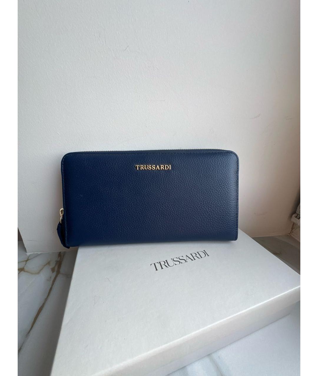 TRUSSARDI Темно-синий кожаный кошелек, фото 5