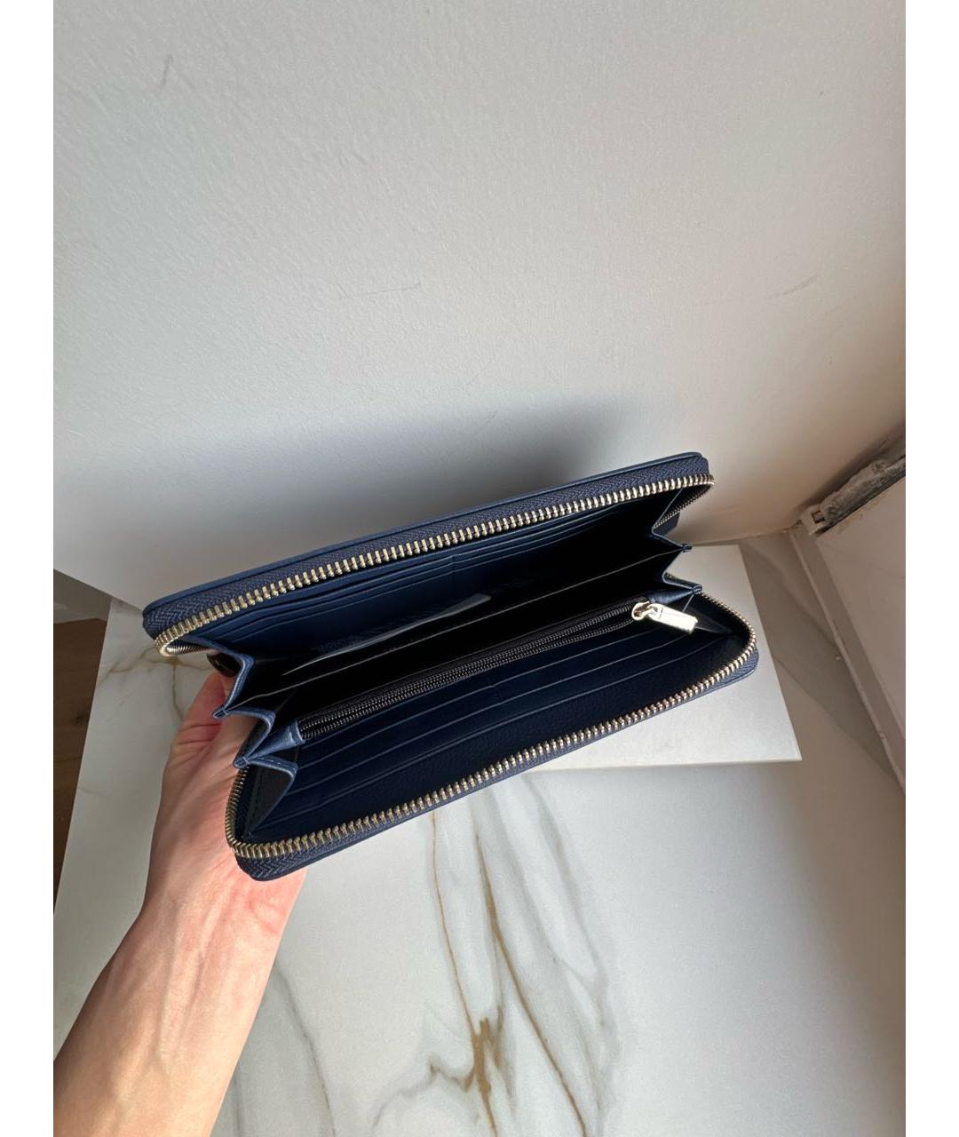 TRUSSARDI Темно-синий кожаный кошелек, фото 4