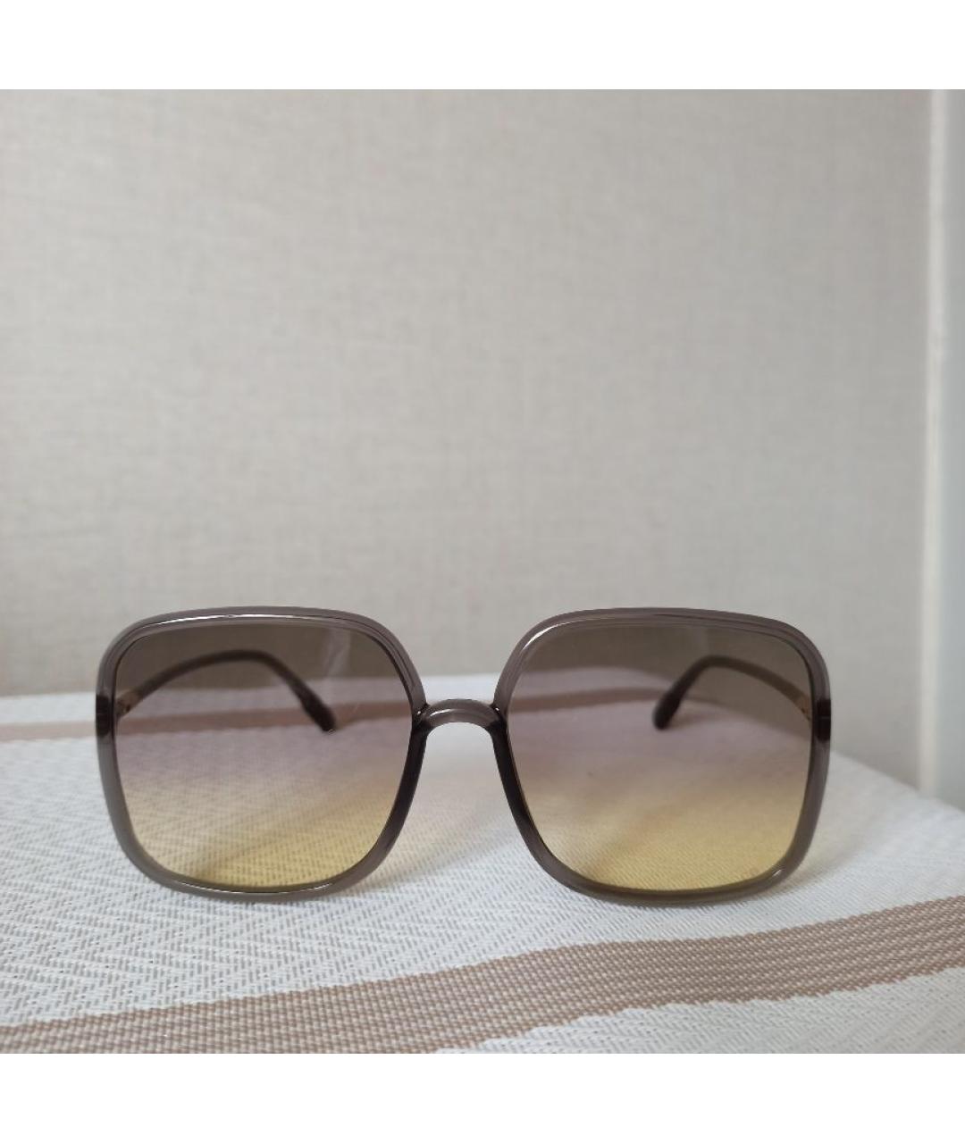 CHRISTIAN DIOR Коричневые пластиковые солнцезащитные очки, фото 9