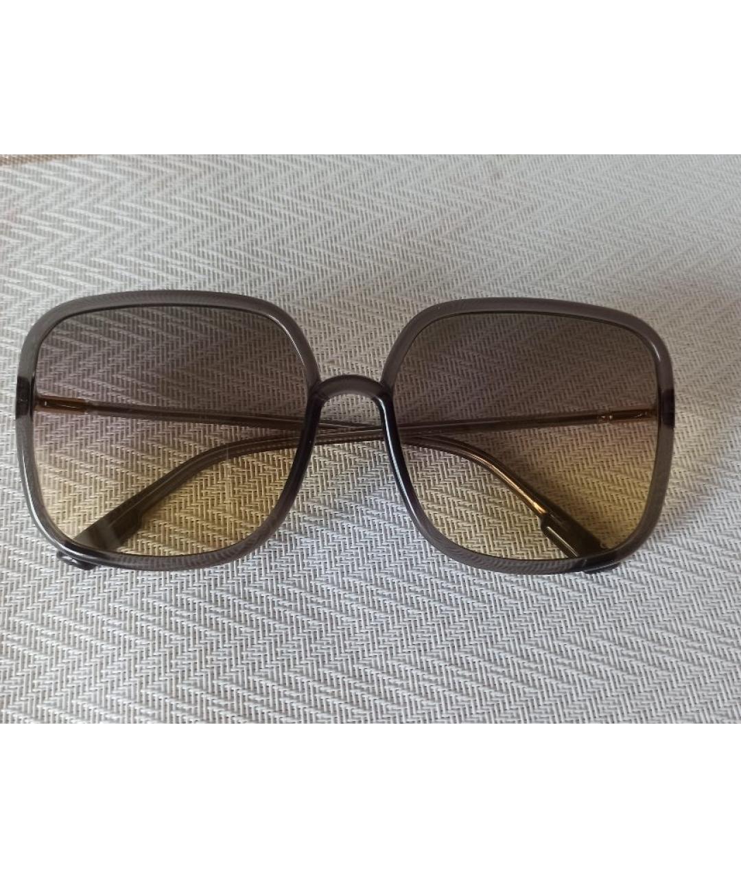 CHRISTIAN DIOR Коричневые пластиковые солнцезащитные очки, фото 10