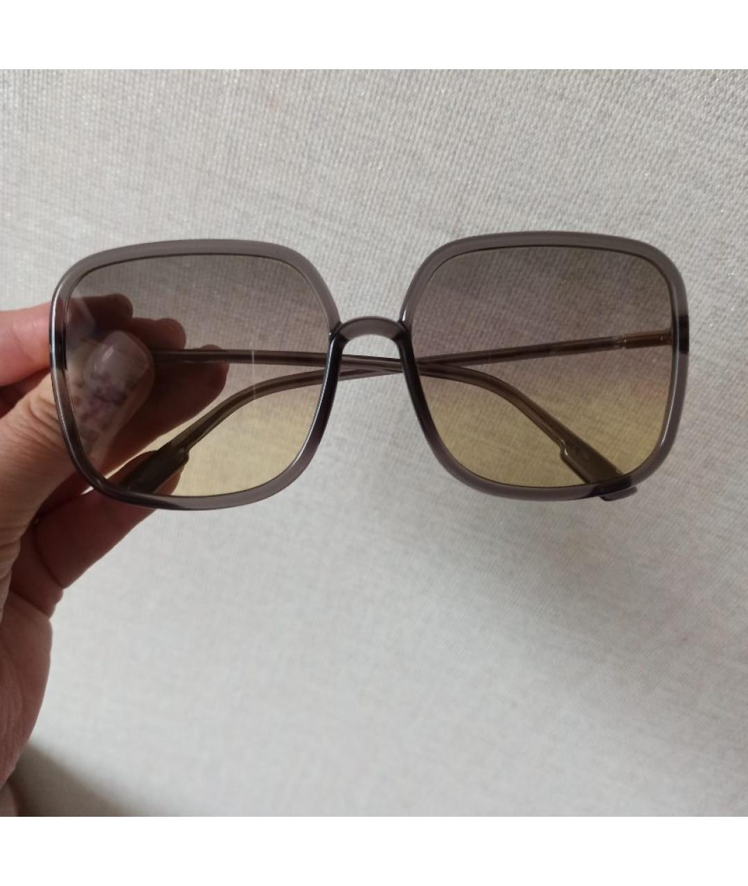 CHRISTIAN DIOR Коричневые пластиковые солнцезащитные очки, фото 5