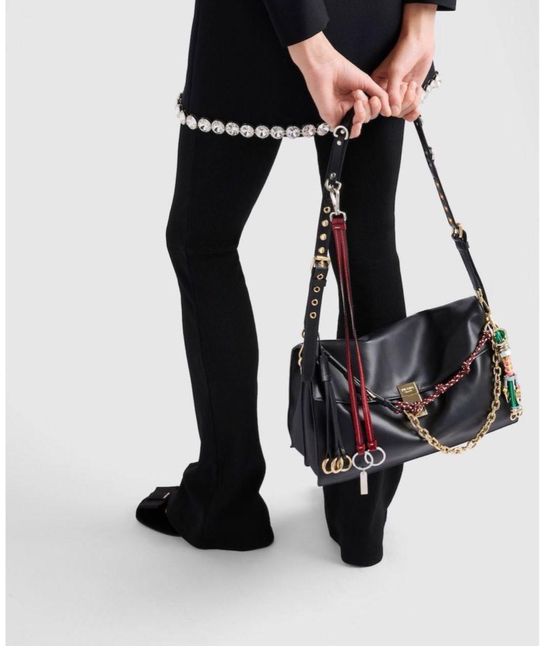 PRADA Черная кожаная сумка через плечо, фото 4