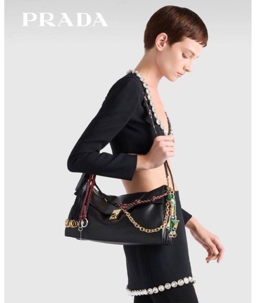 PRADA Черная кожаная сумка через плечо, фото 3