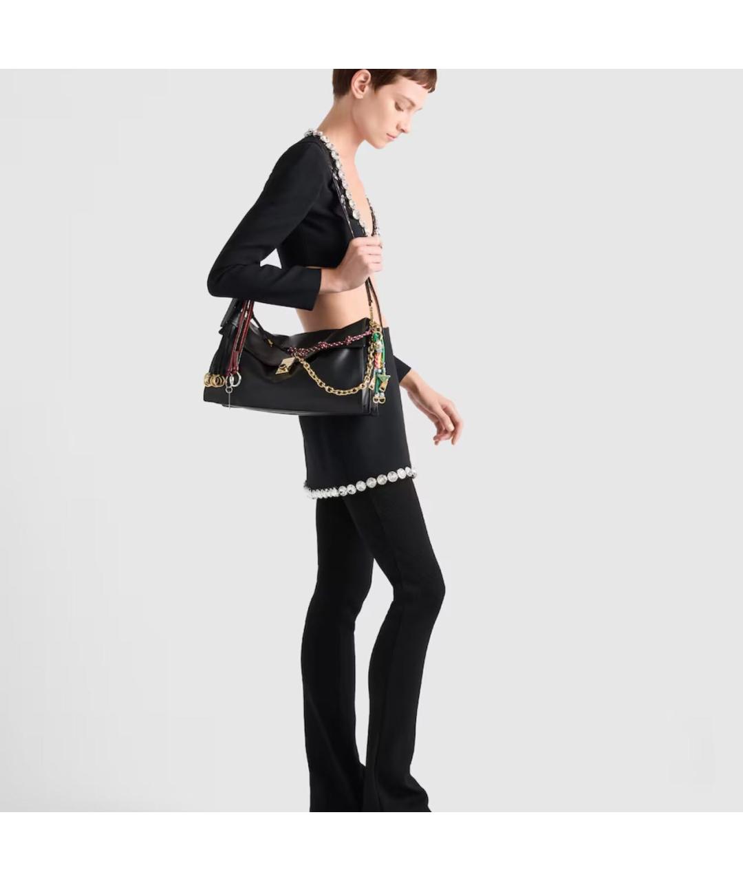 PRADA Черная кожаная сумка через плечо, фото 5