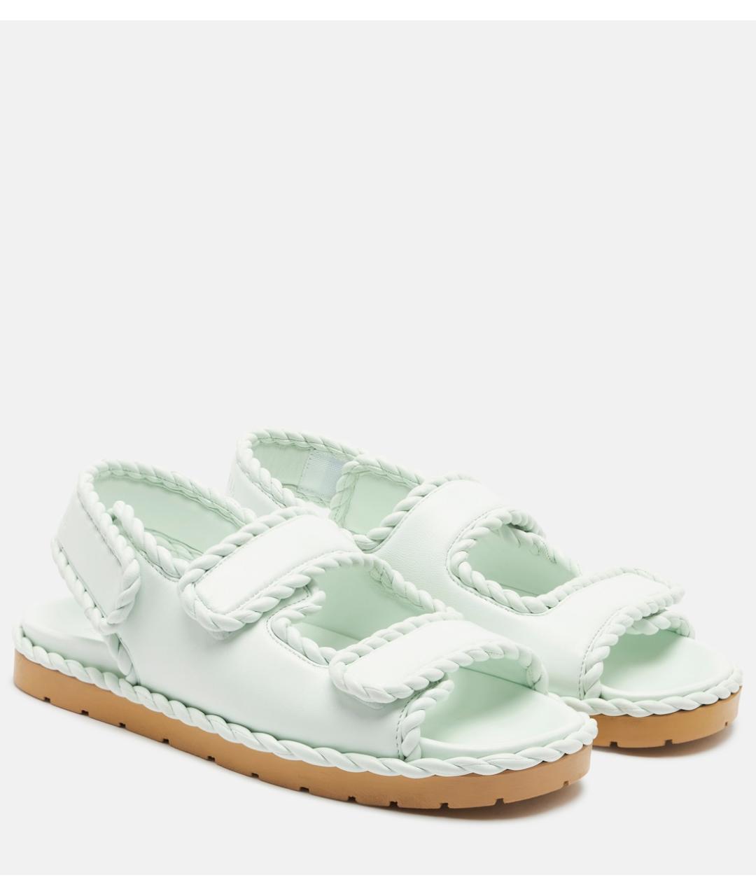 BOTTEGA VENETA Бирюзовые кожаные сандалии, фото 9