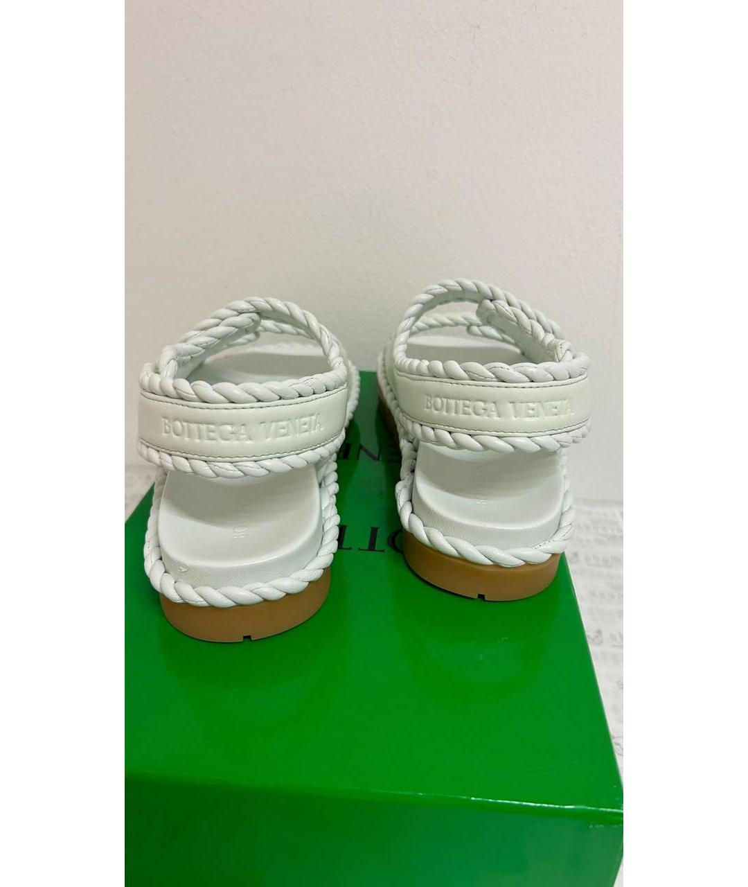 BOTTEGA VENETA Бирюзовые кожаные сандалии, фото 4