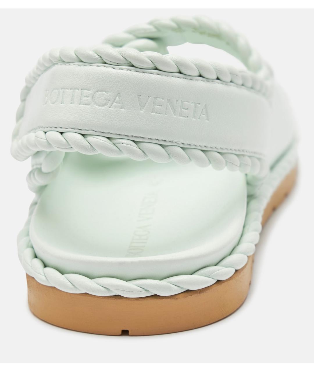 BOTTEGA VENETA Бирюзовые кожаные сандалии, фото 8