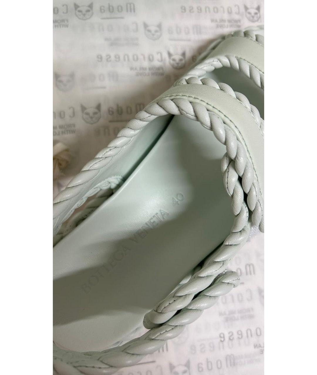 BOTTEGA VENETA Бирюзовые кожаные сандалии, фото 6