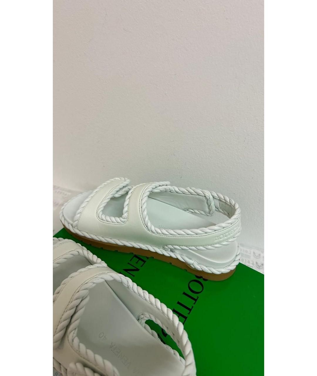 BOTTEGA VENETA Бирюзовые кожаные сандалии, фото 7