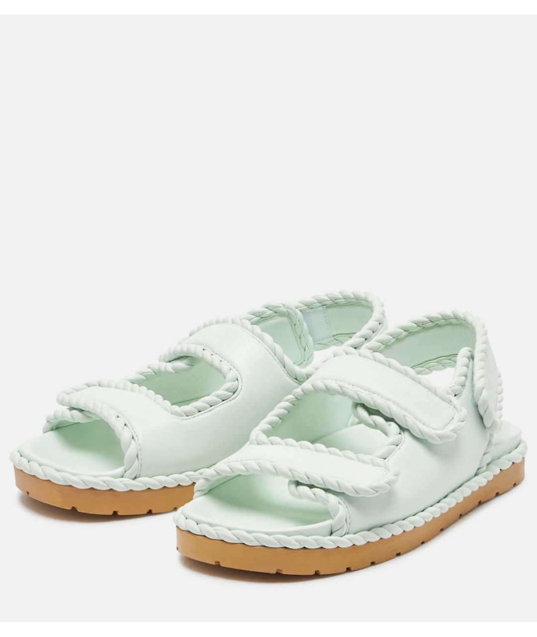 BOTTEGA VENETA Бирюзовые кожаные сандалии, фото 3