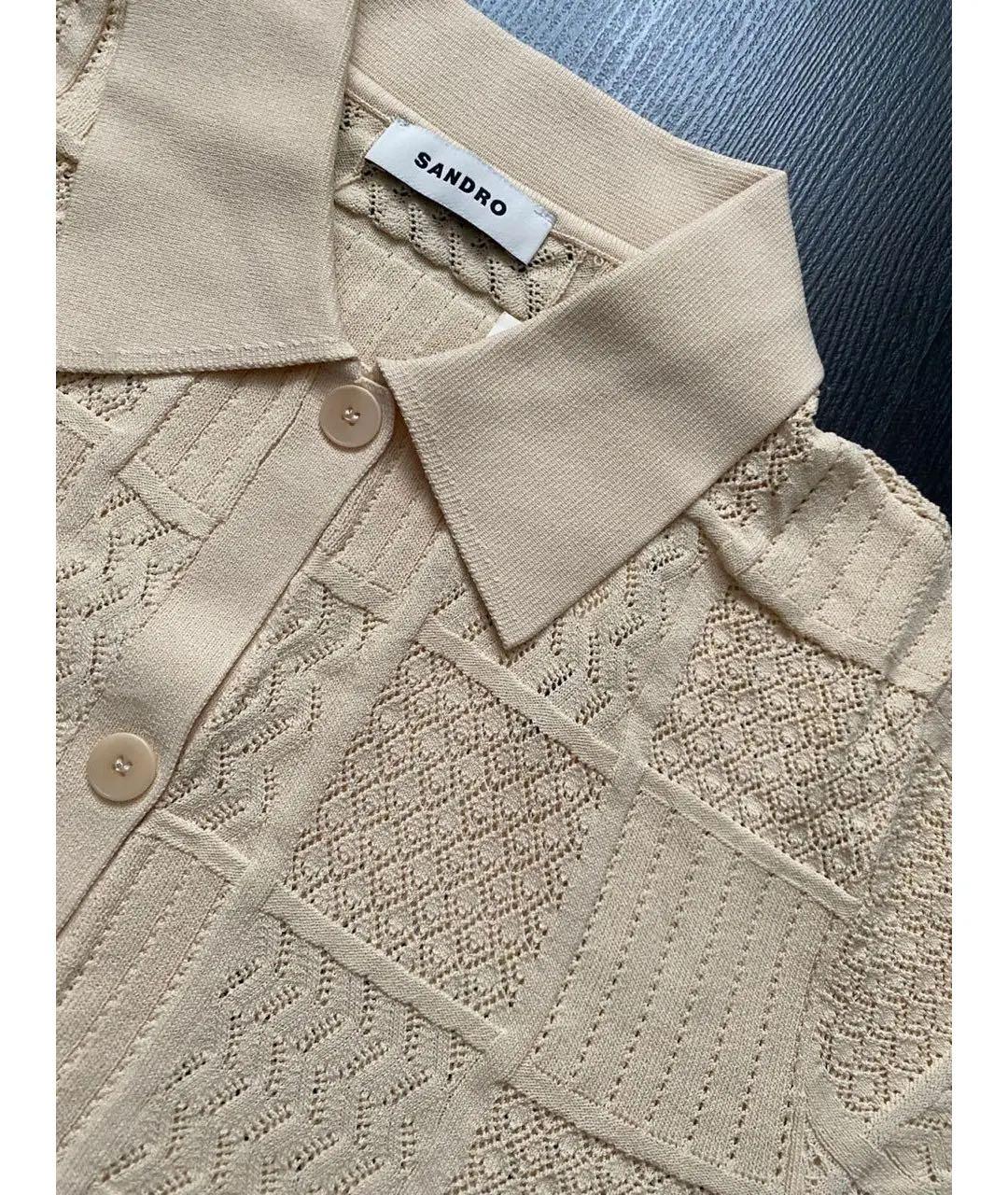 SANDRO Бежевый вискозный кардиган, фото 4