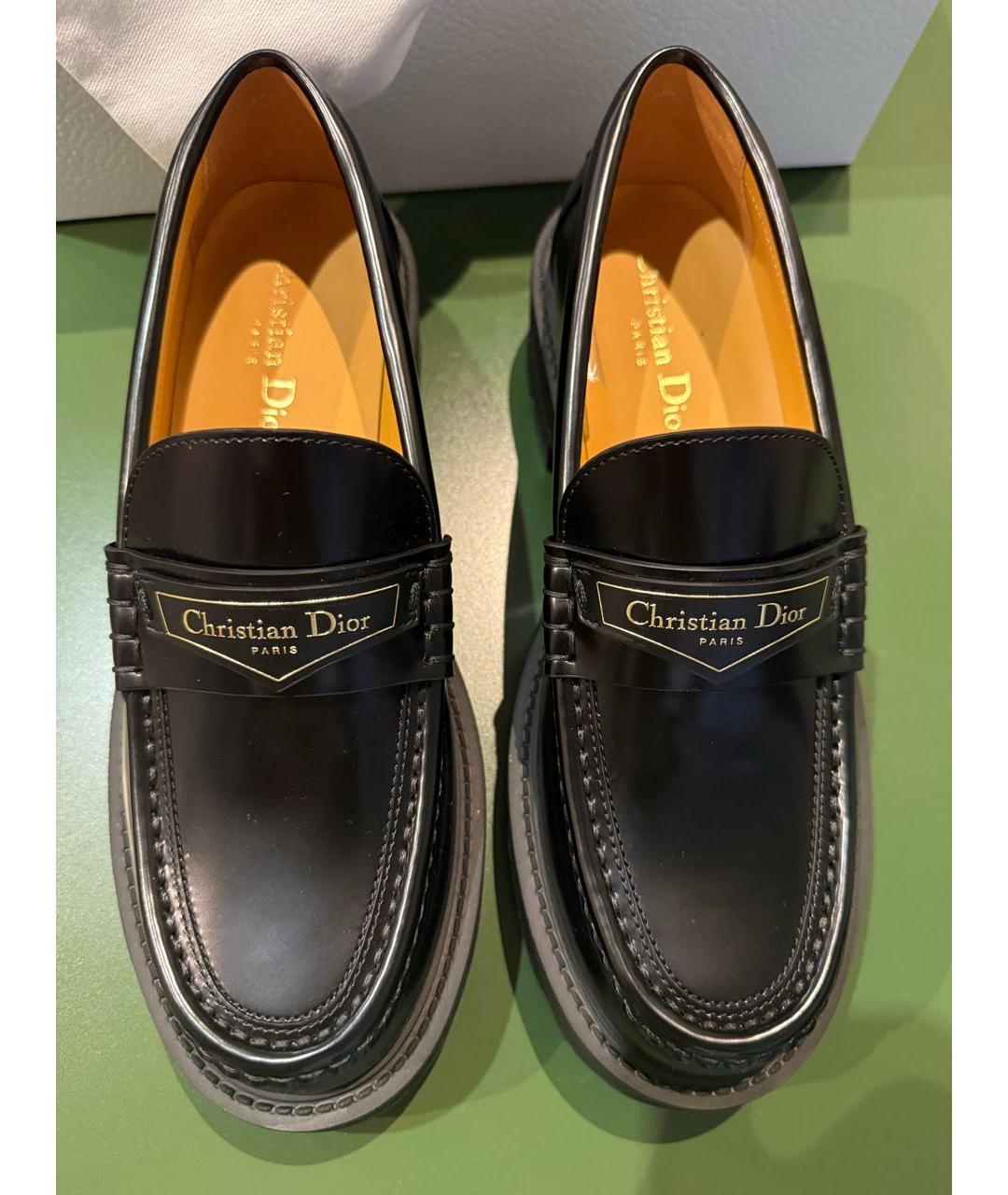 CHRISTIAN DIOR Черные кожаные лоферы, фото 3