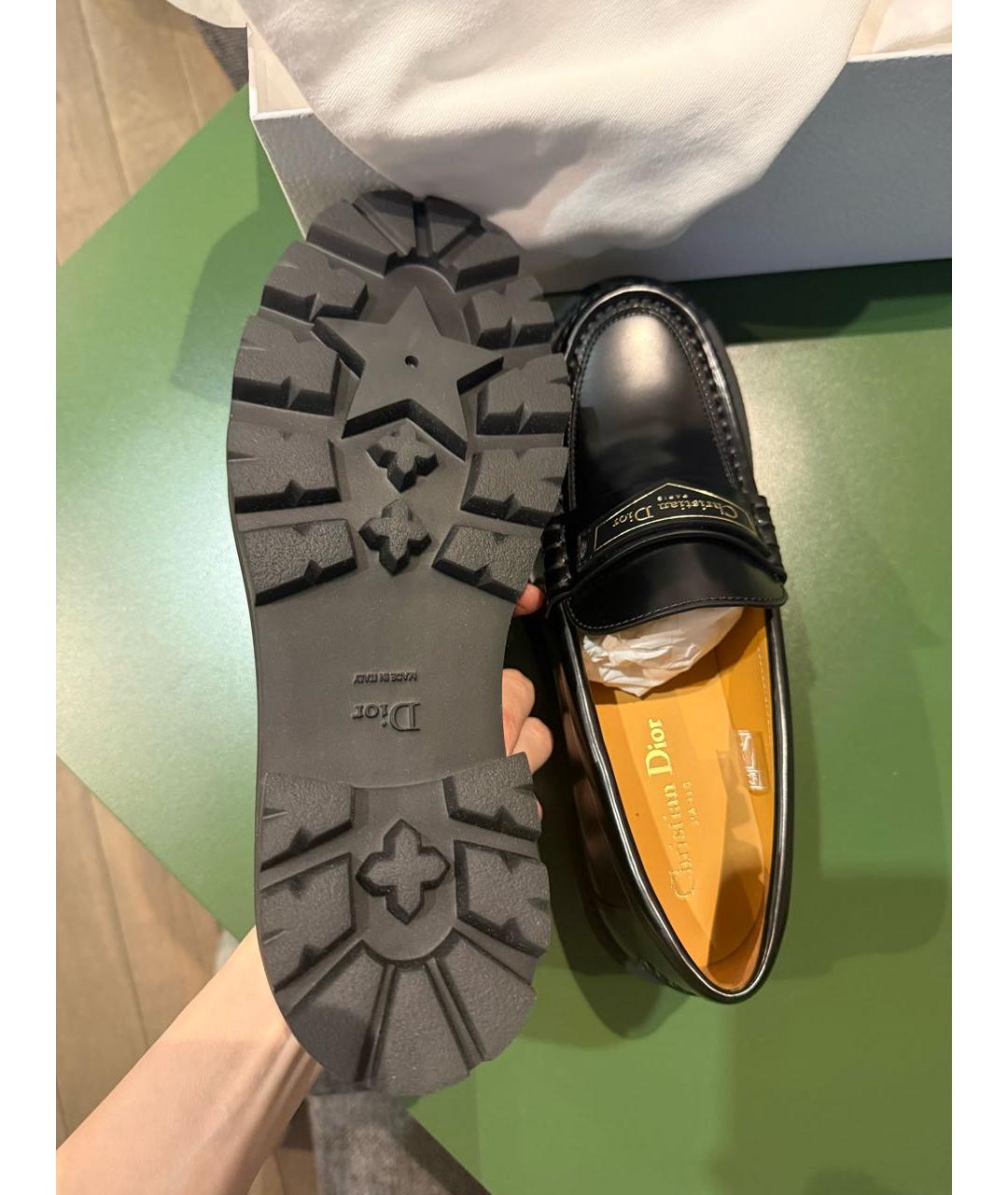 CHRISTIAN DIOR Черные кожаные лоферы, фото 5