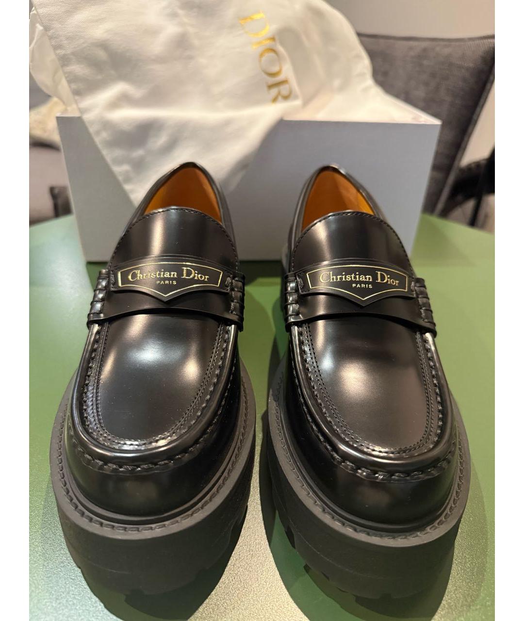 CHRISTIAN DIOR Черные кожаные лоферы, фото 2