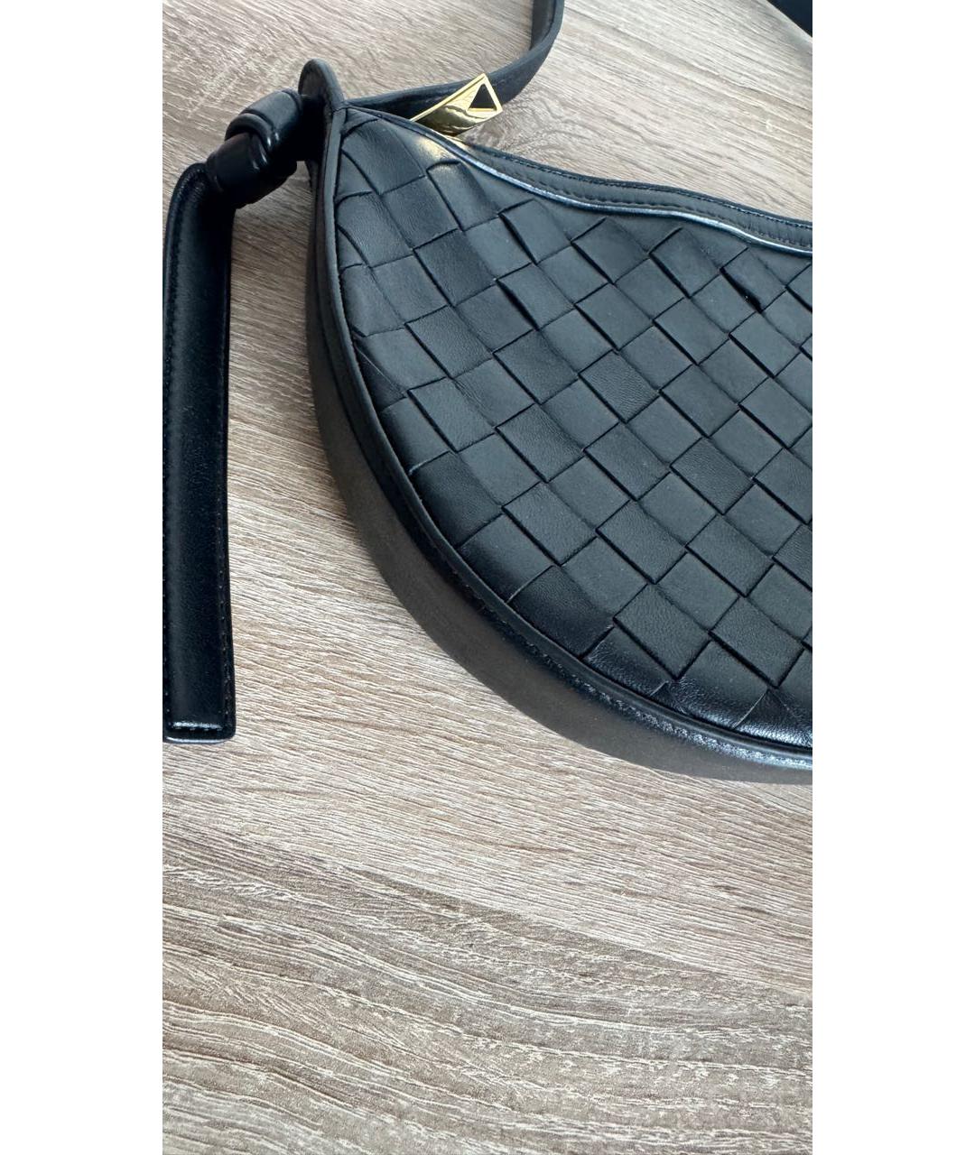 BOTTEGA VENETA Черная кожаная сумка через плечо, фото 6