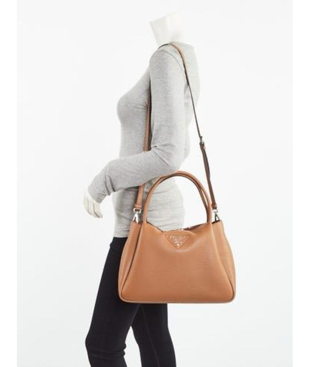 PRADA Коричневая кожаная сумка через плечо, фото 5