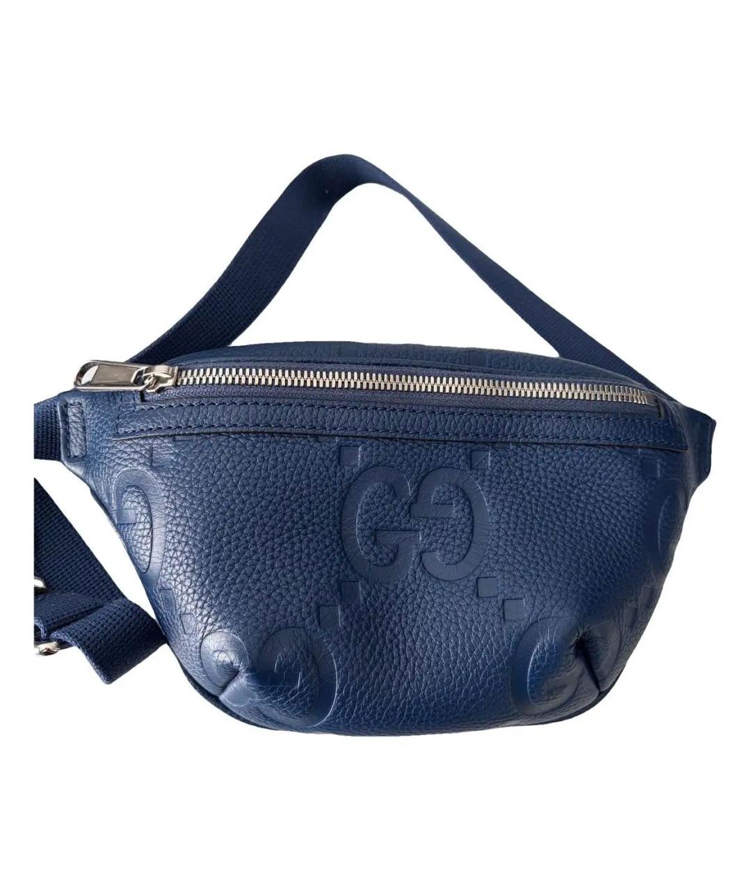 GUCCI Темно-синяя кожаная поясная сумка, фото 3