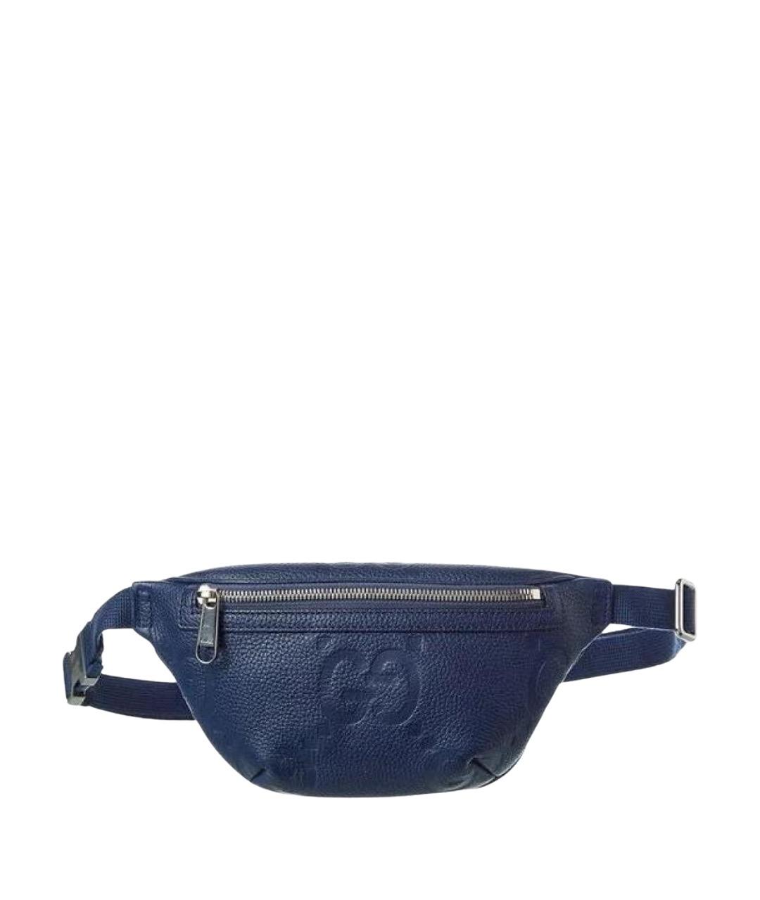 GUCCI Темно-синяя кожаная поясная сумка, фото 1