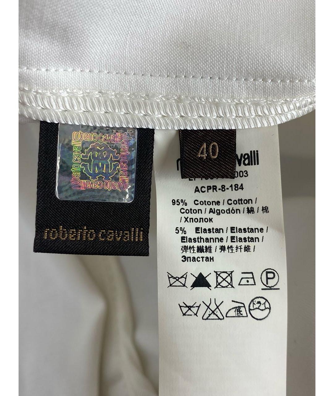 ROBERTO CAVALLI Белый хлопко-эластановый тренч/плащ, фото 7