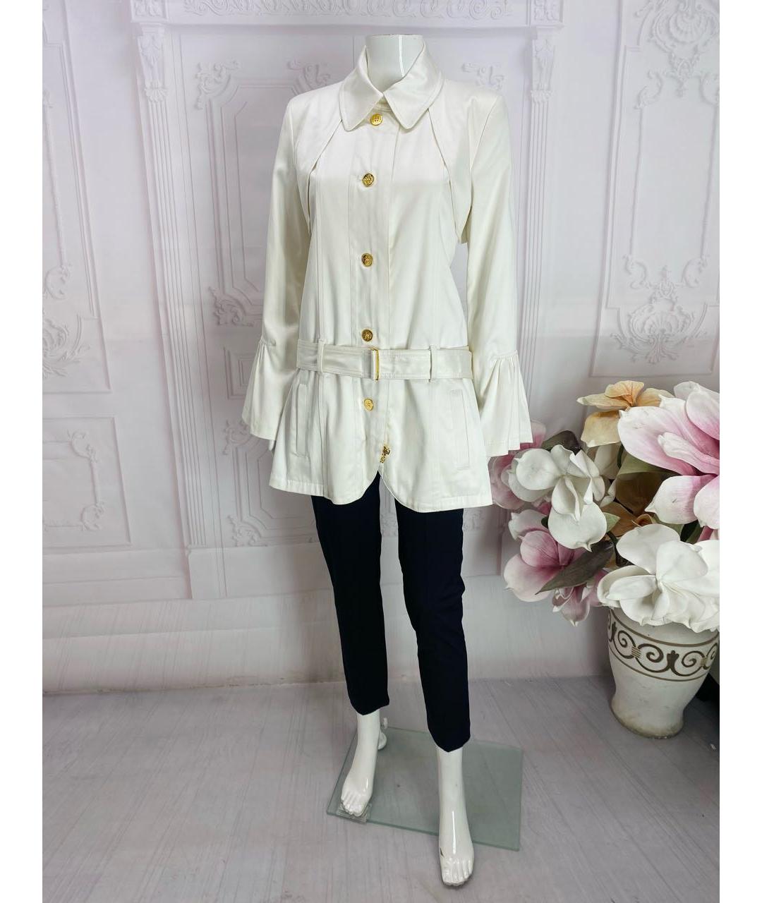 ROBERTO CAVALLI Белый хлопко-эластановый тренч/плащ, фото 5