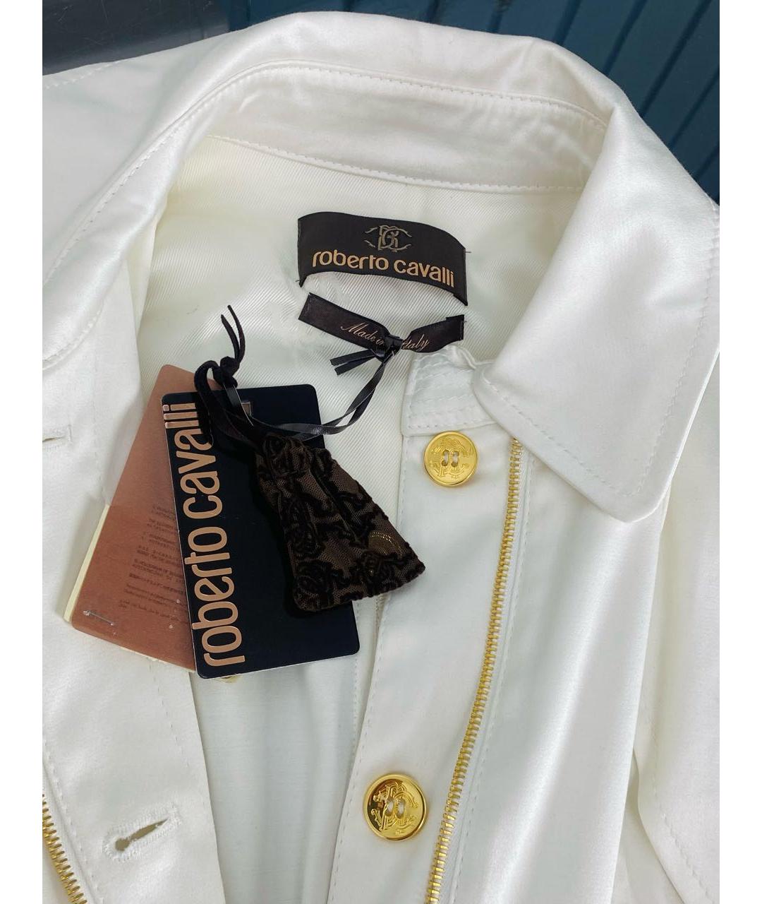 ROBERTO CAVALLI Белый хлопко-эластановый тренч/плащ, фото 3