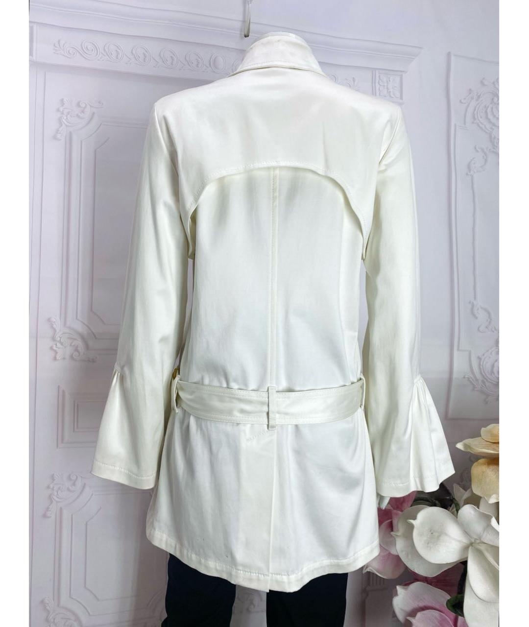 ROBERTO CAVALLI Белый хлопко-эластановый тренч/плащ, фото 2