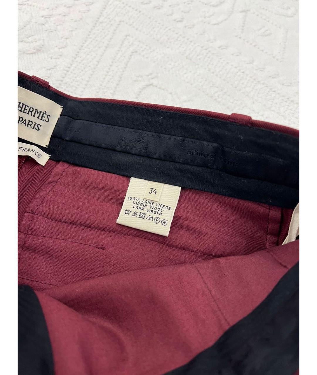 HERMES Бордовые брюки узкие, фото 5
