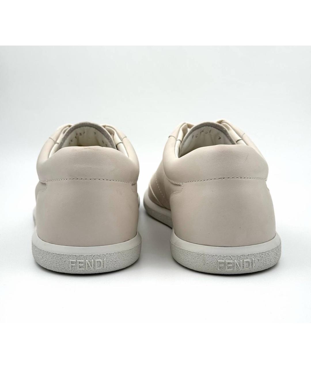FENDI Бежевые кожаные низкие кроссовки / кеды, фото 4
