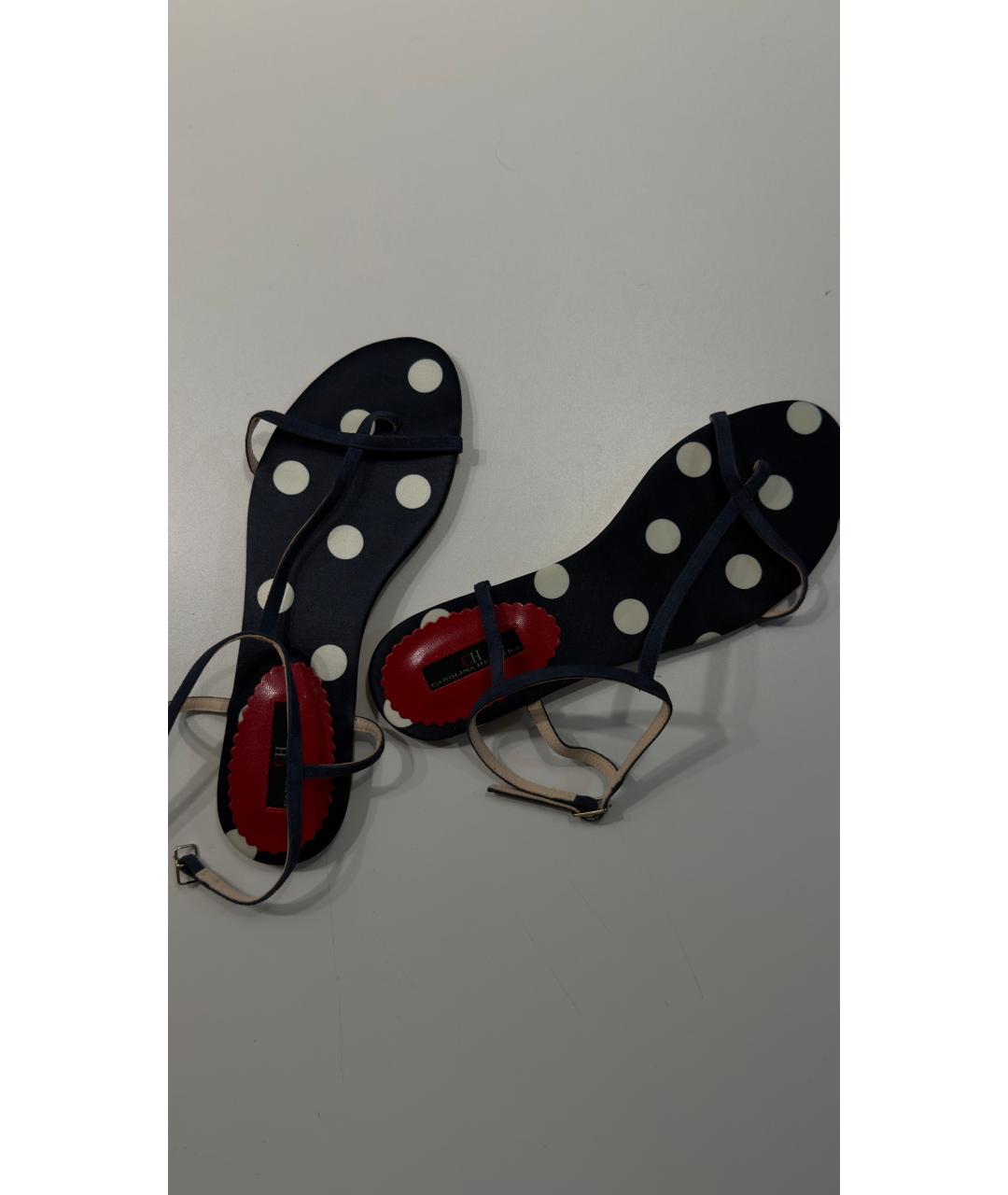 CAROLINA HERRERA Синие текстильные сандалии, фото 8