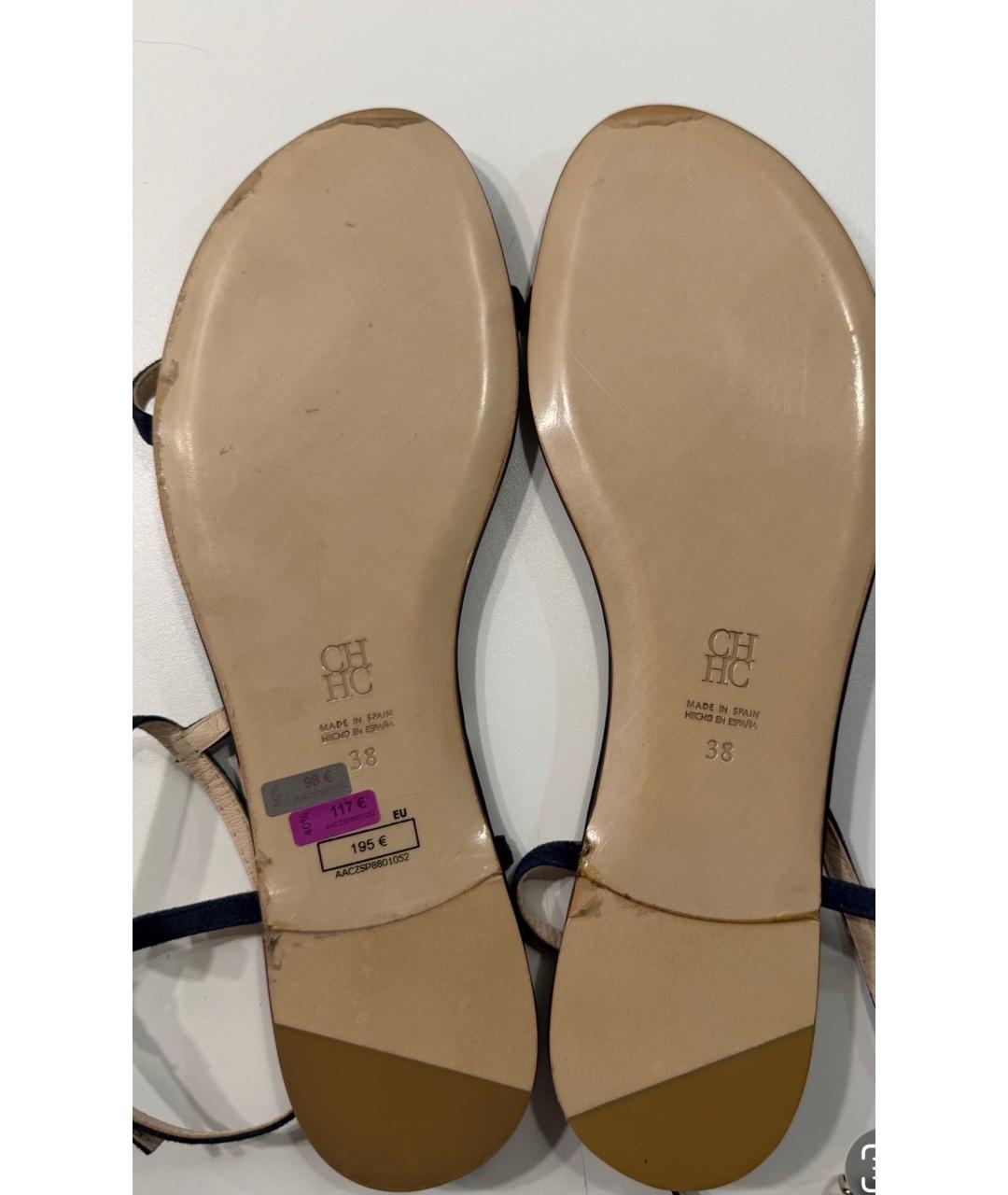 CAROLINA HERRERA Синие текстильные сандалии, фото 7