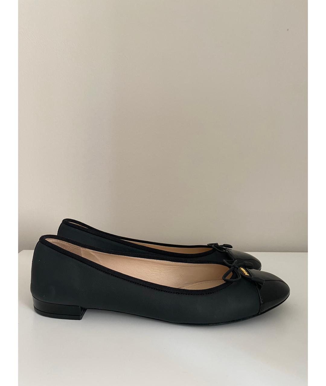 PRADA Черные кожаные балетки, фото 9