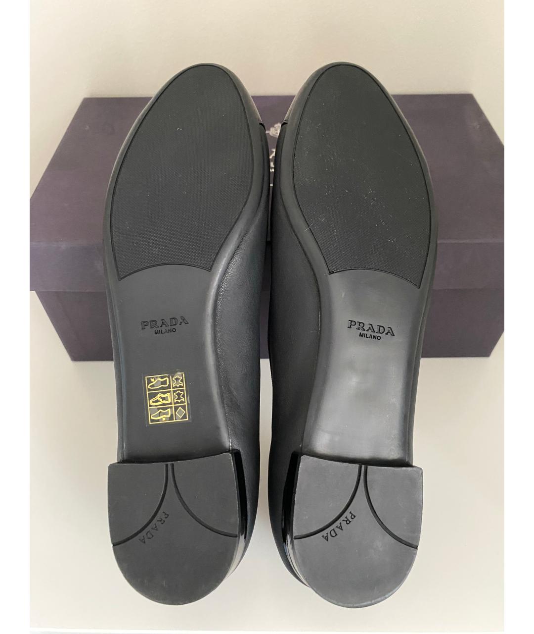PRADA Черные кожаные балетки, фото 5