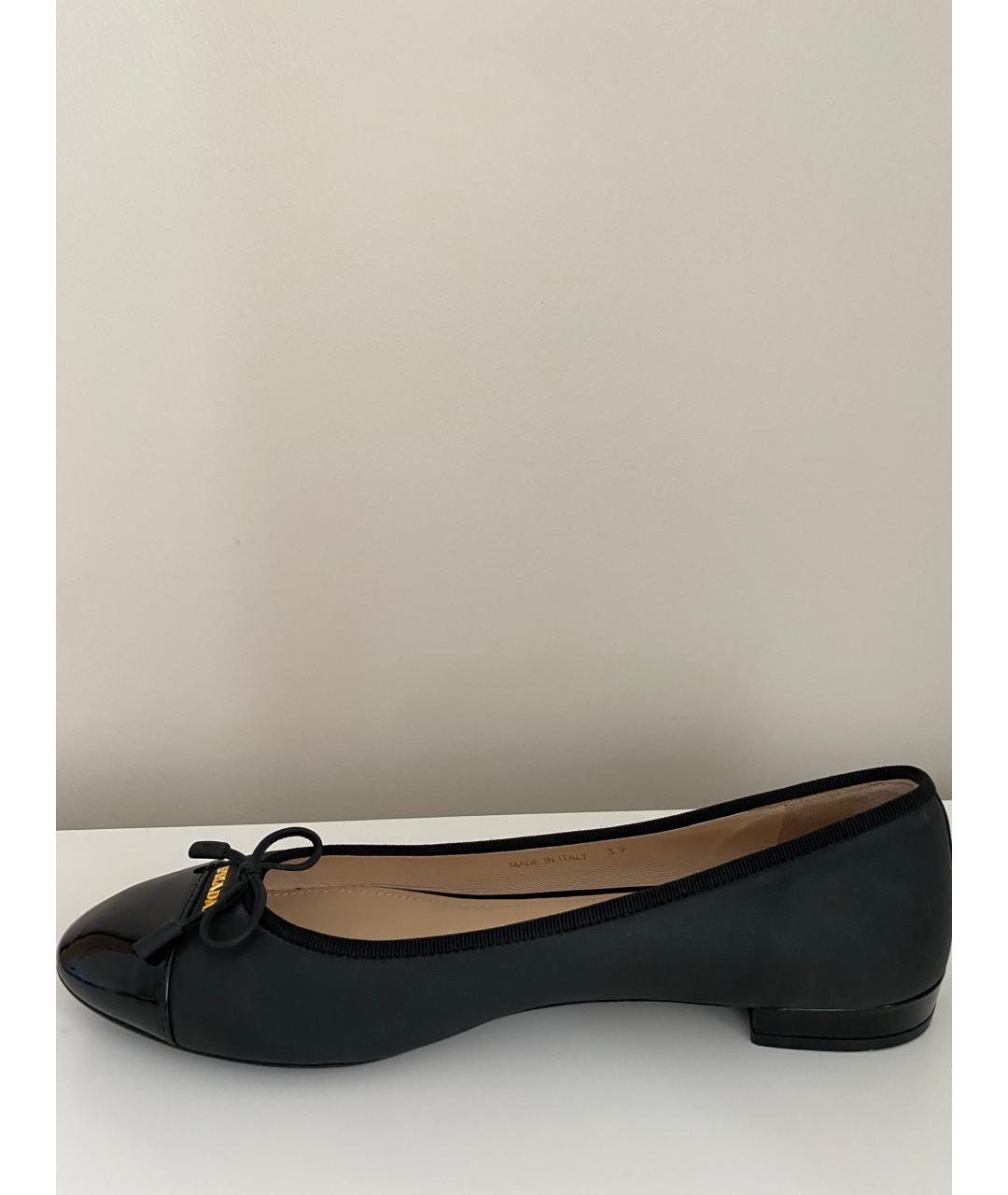 PRADA Черные кожаные балетки, фото 6