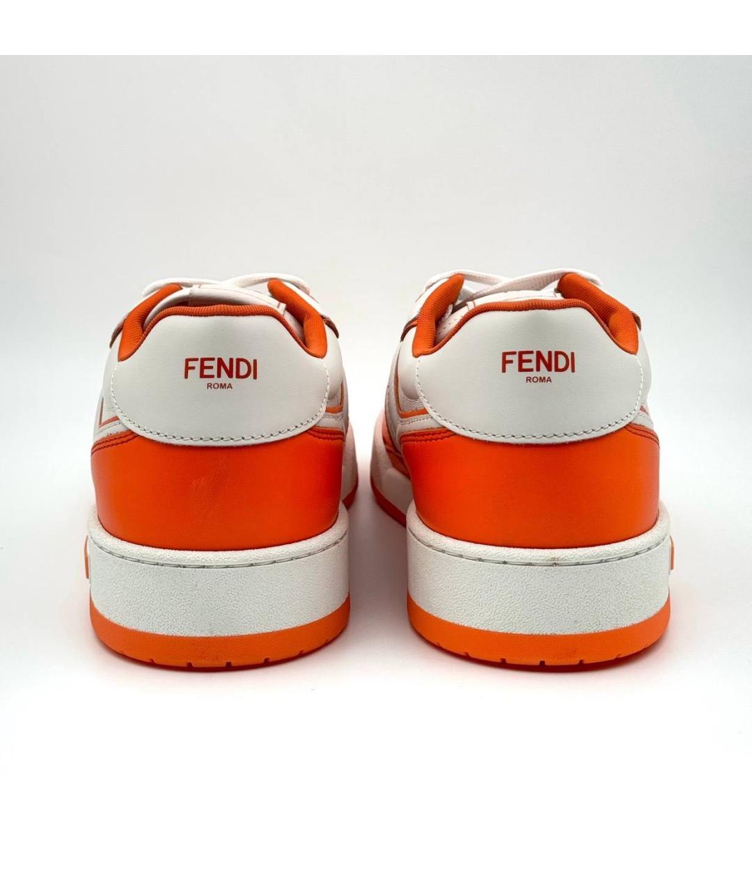 FENDI Оранжевое кожаные низкие кроссовки / кеды, фото 3