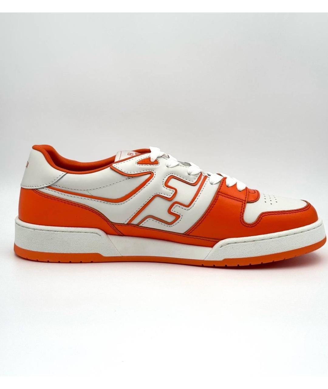 FENDI Оранжевое кожаные низкие кроссовки / кеды, фото 8