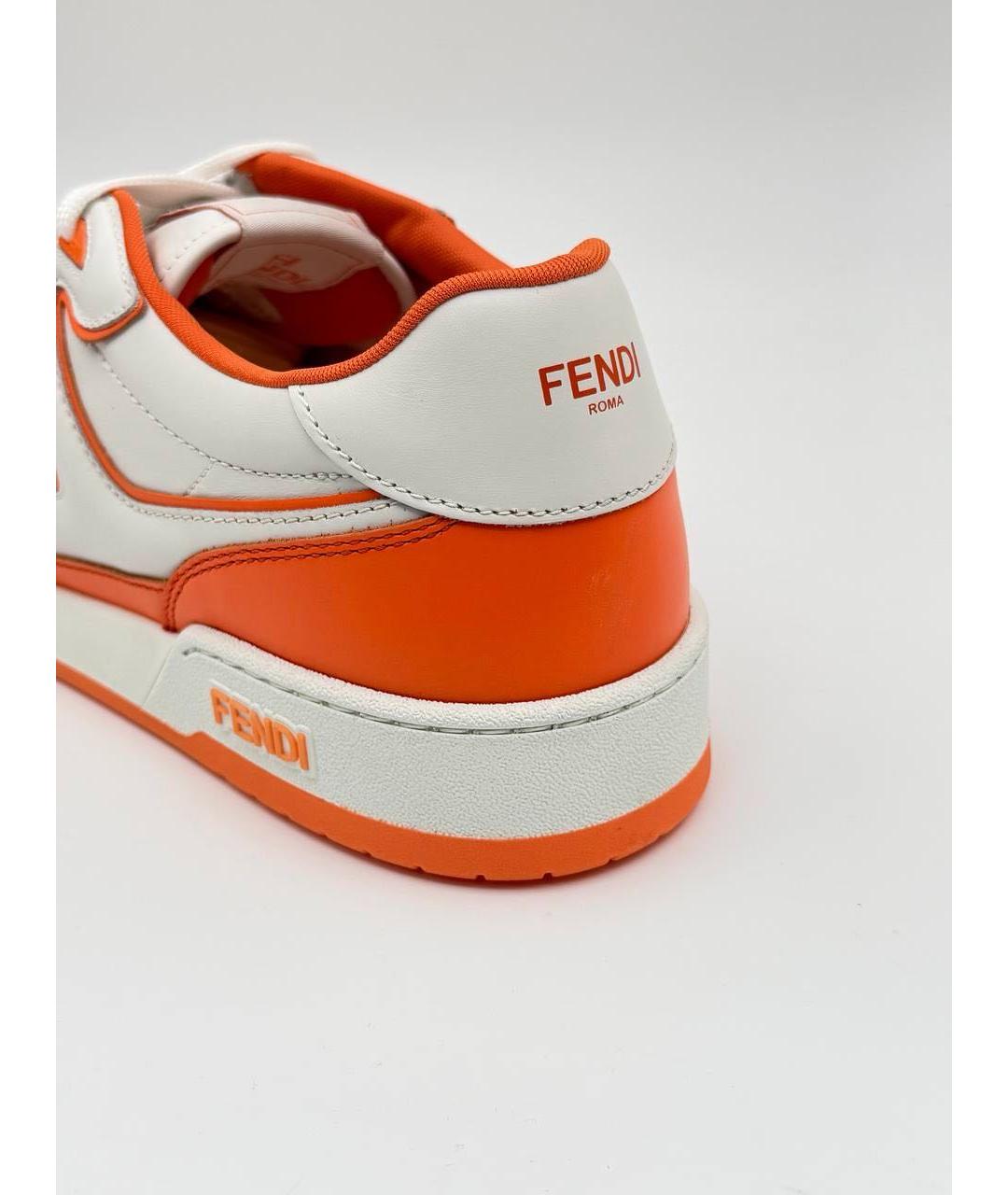 FENDI Оранжевое кожаные низкие кроссовки / кеды, фото 7