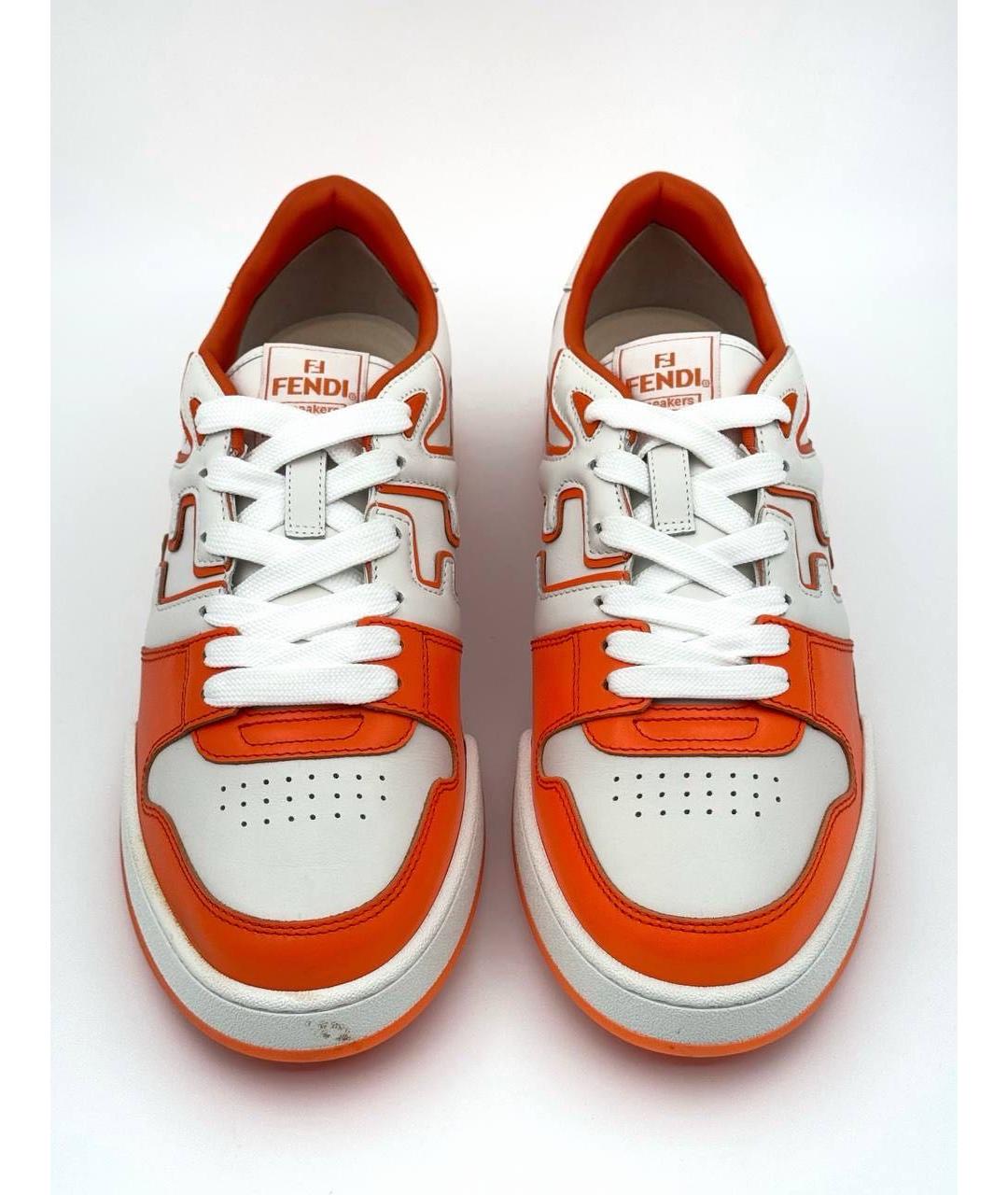 FENDI Оранжевое кожаные низкие кроссовки / кеды, фото 2