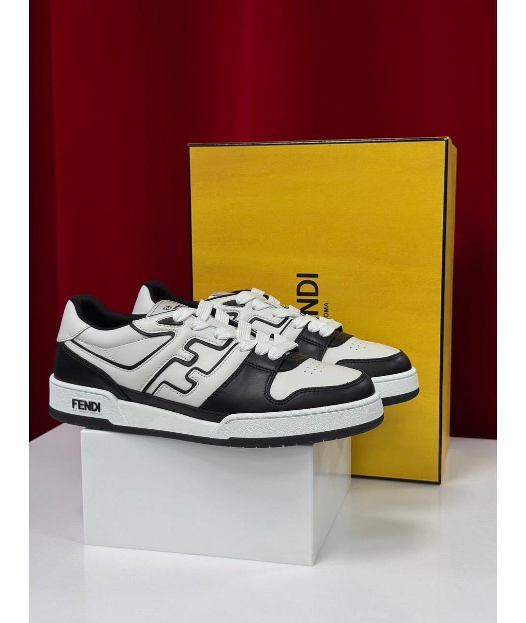FENDI Черные кожаные низкие кроссовки / кеды, фото 6
