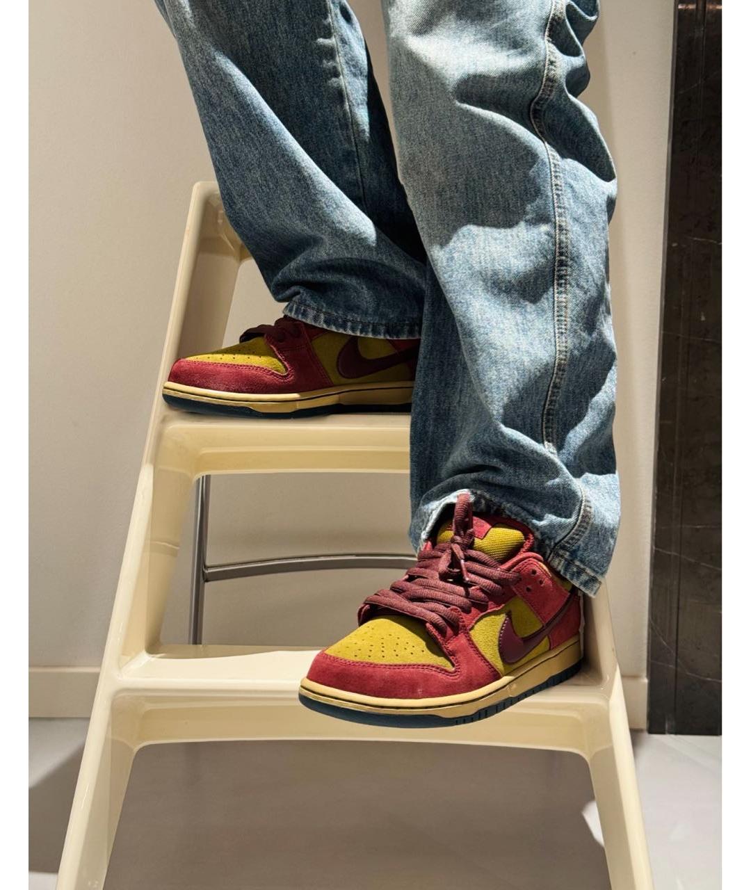 NIKE Бордовые замшевые низкие кроссовки / кеды, фото 7