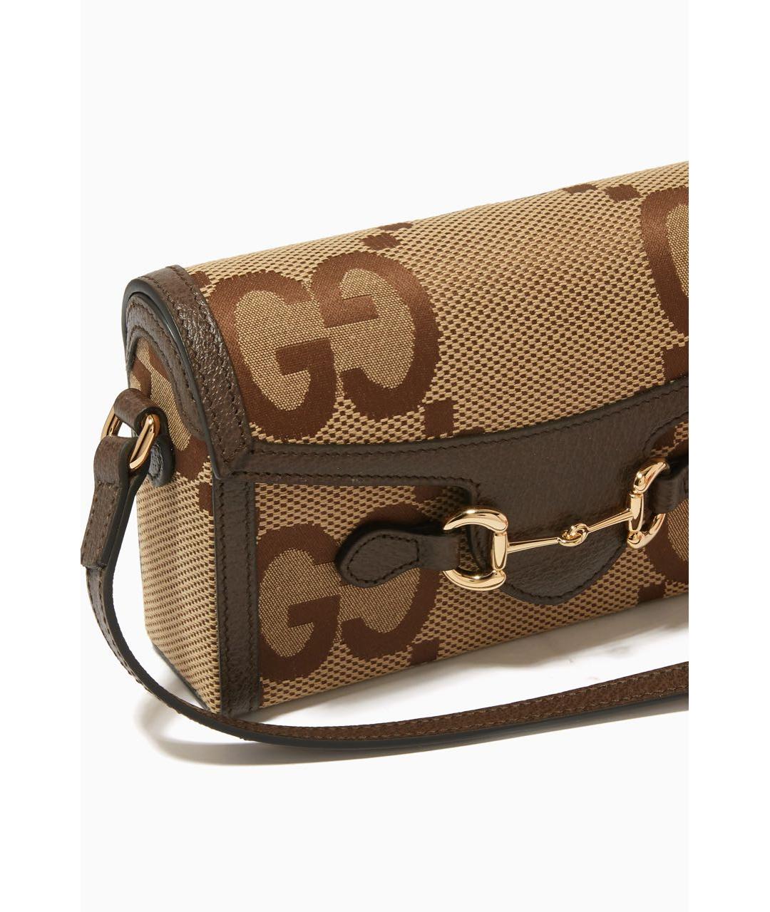 GUCCI Коричневая жаккардовая сумка через плечо, фото 2