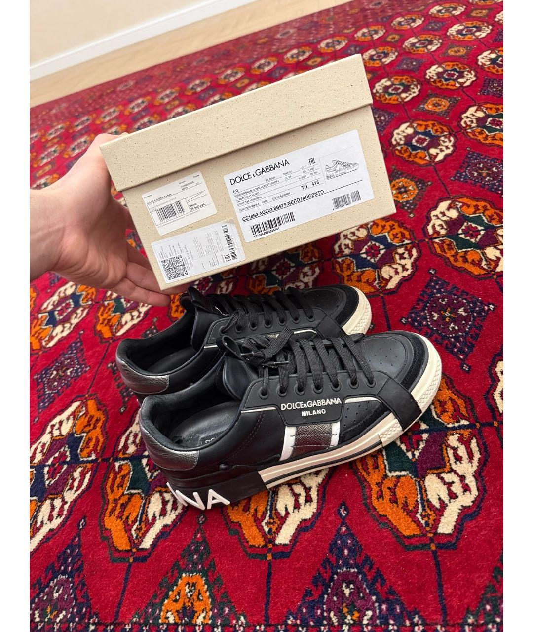 DOLCE&GABBANA Черные кожаные низкие кроссовки / кеды, фото 6