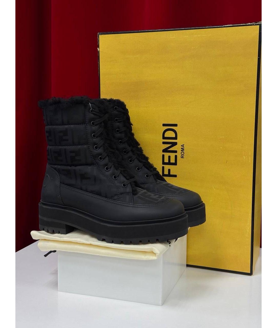 FENDI Черные кожаные ботинки, фото 6