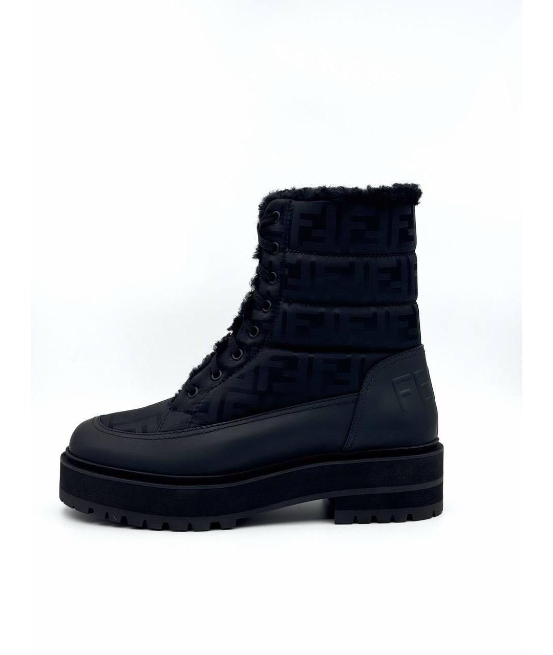 FENDI Черные кожаные ботинки, фото 3