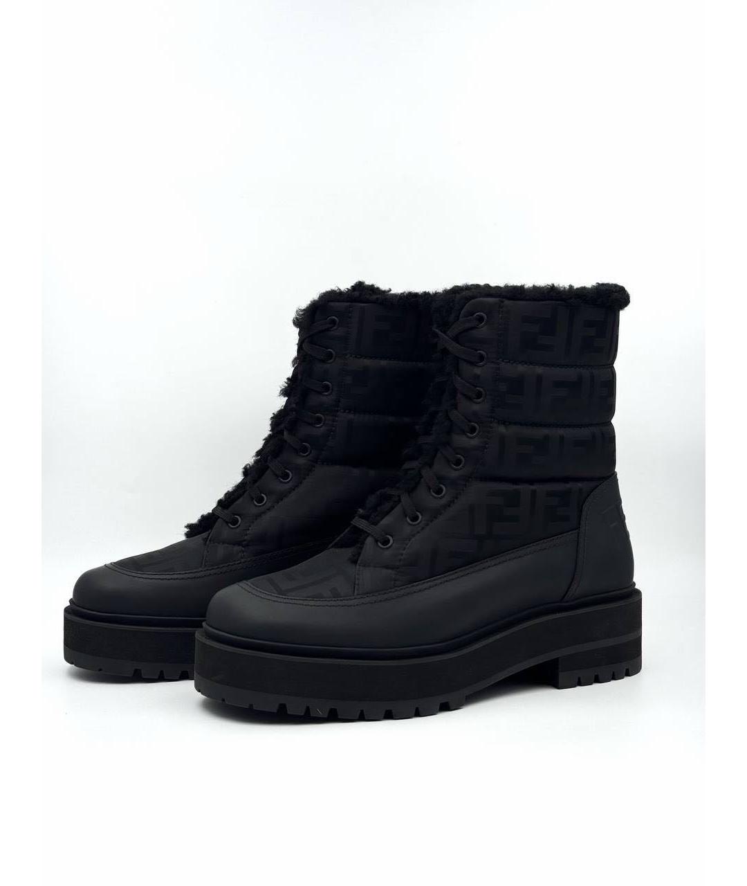 FENDI Черные кожаные ботинки, фото 4