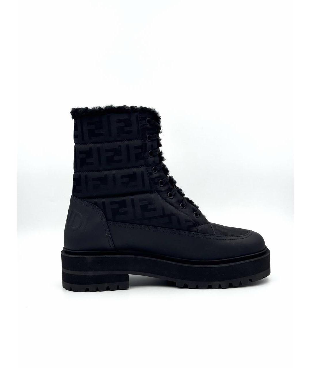 FENDI Черные кожаные ботинки, фото 8