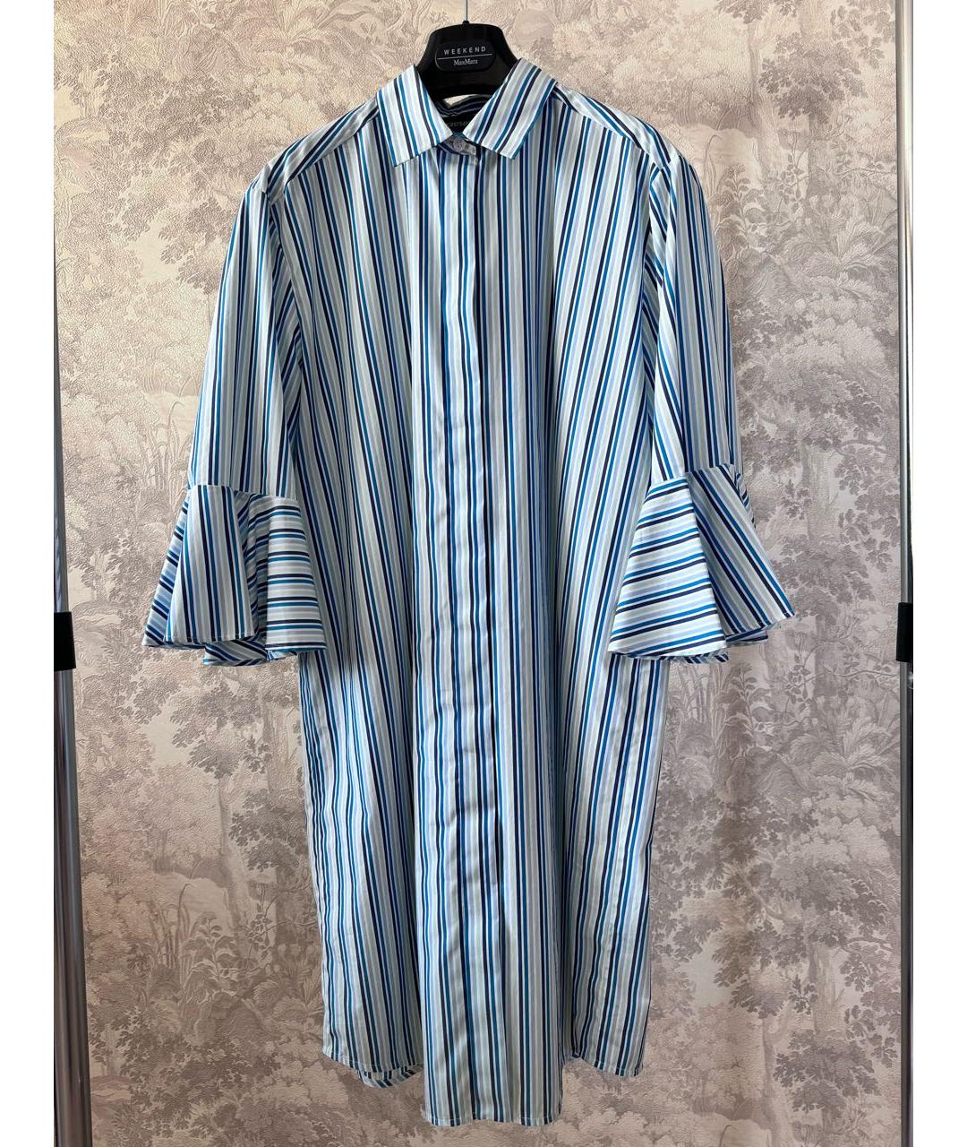 SPORTMAX Голубое хлопковое повседневное платье, фото 5